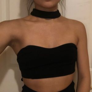 Black body suit with cut out and choker